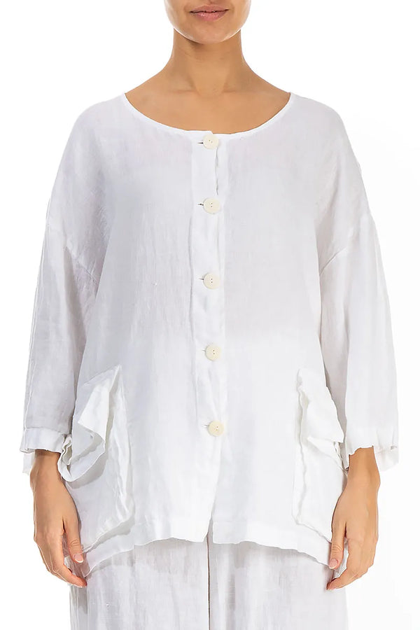 Veste ample en lin blanc