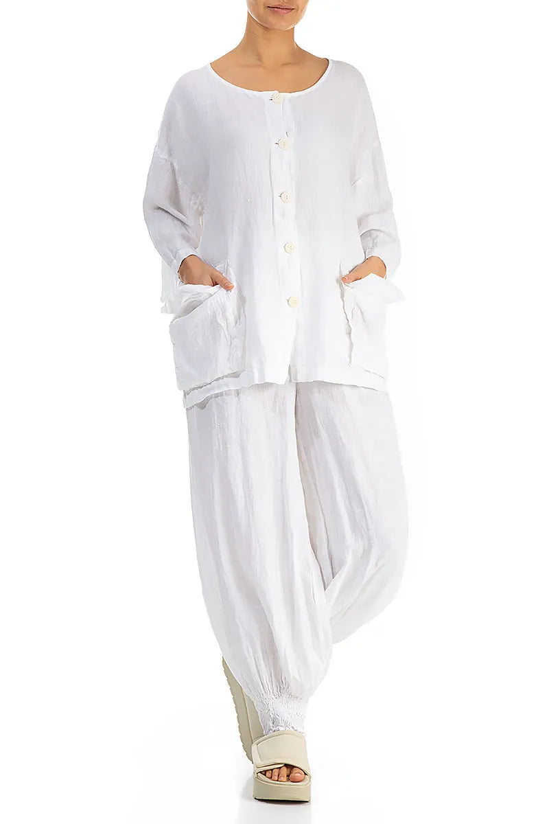 Veste ample en lin blanc