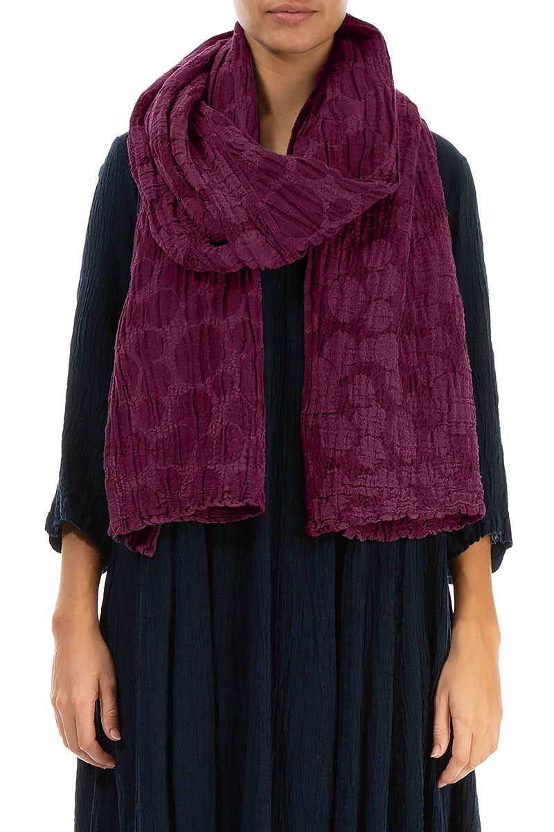 Magenta Circle Silk Linen Scarf 1