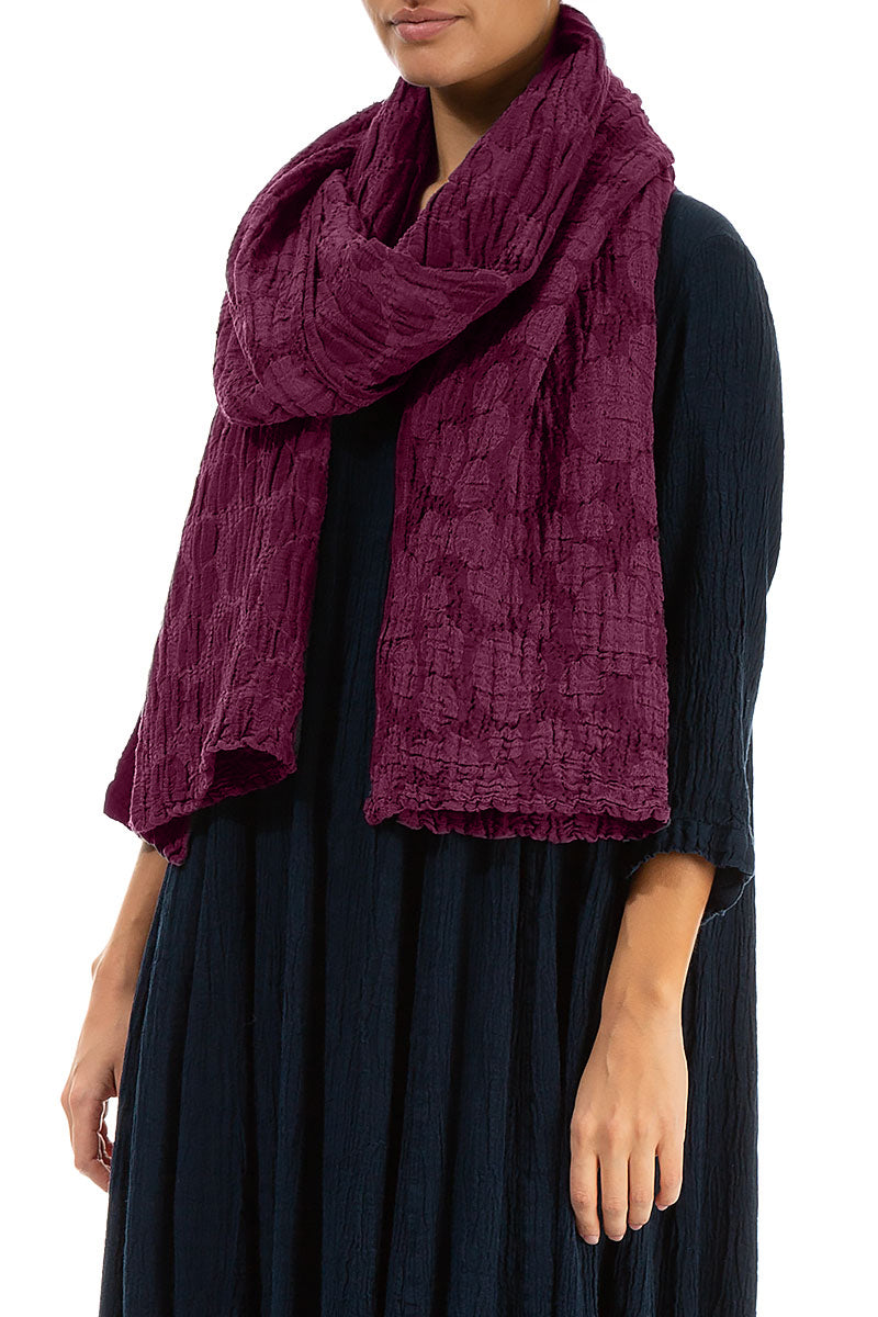 Magenta Circle Silk Linen Scarf 3