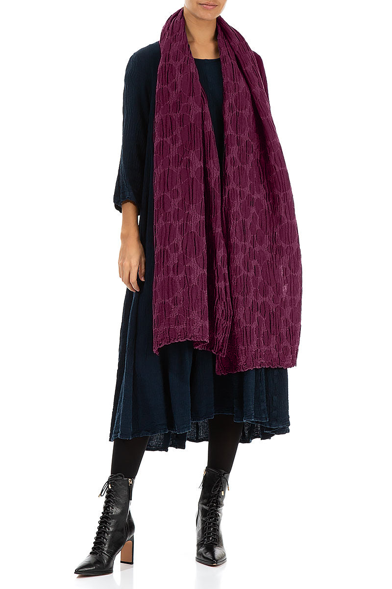 Magenta Circle Silk Linen Scarf 2
