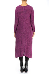 Magenta Feathers Silk Viscose Shift Dress 2