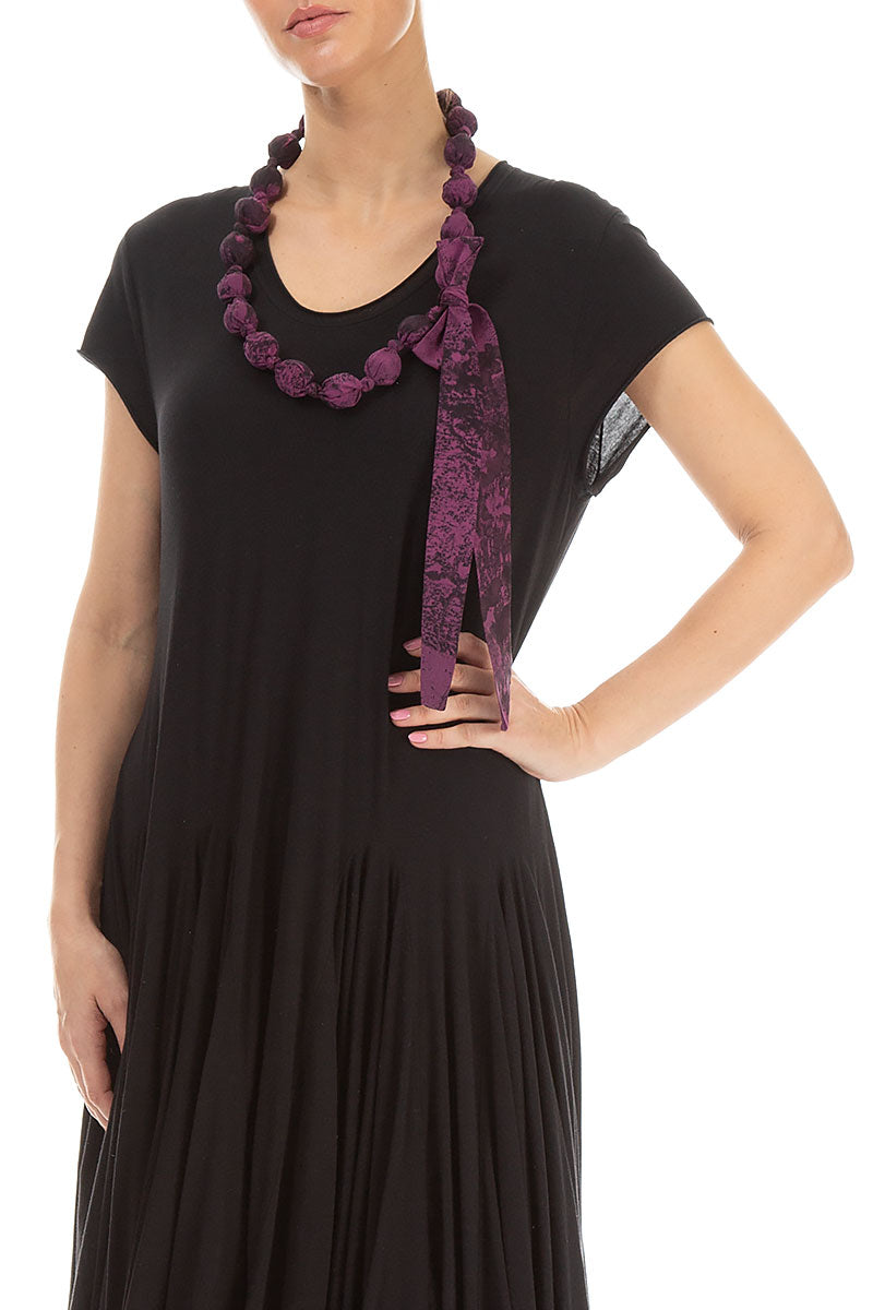 Magenta Alabaster Silk Cotton Bead Necklace 3