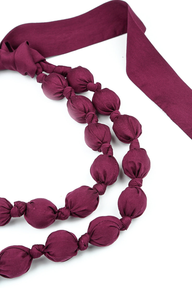 Magenta Silk Bamboo Bead Necklace 5