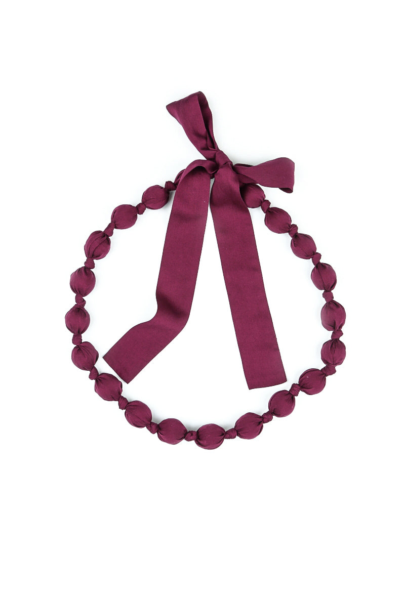 Magenta Silk Bamboo Bead Necklace 4