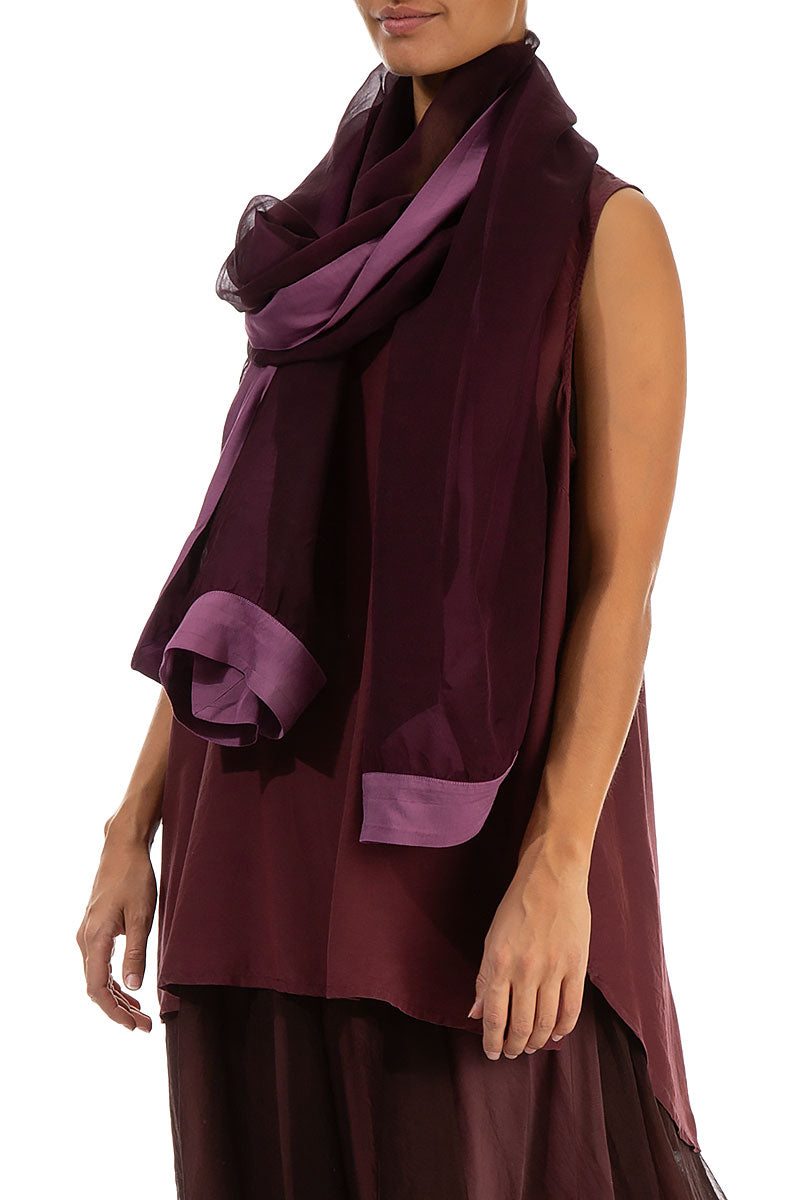 Magenta Silk Chiffon Scarf 3
