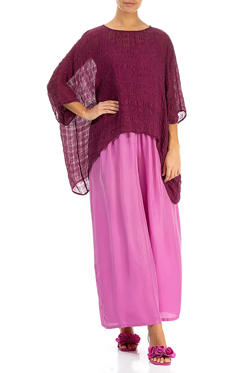 Magenta Textured Kaftan Silk Blouse 4