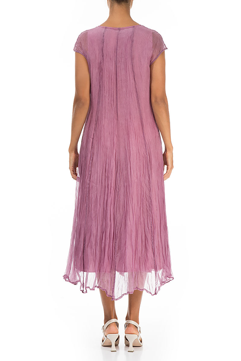 Mauve Taupe Crumpled Silk Chiffon Dress 3