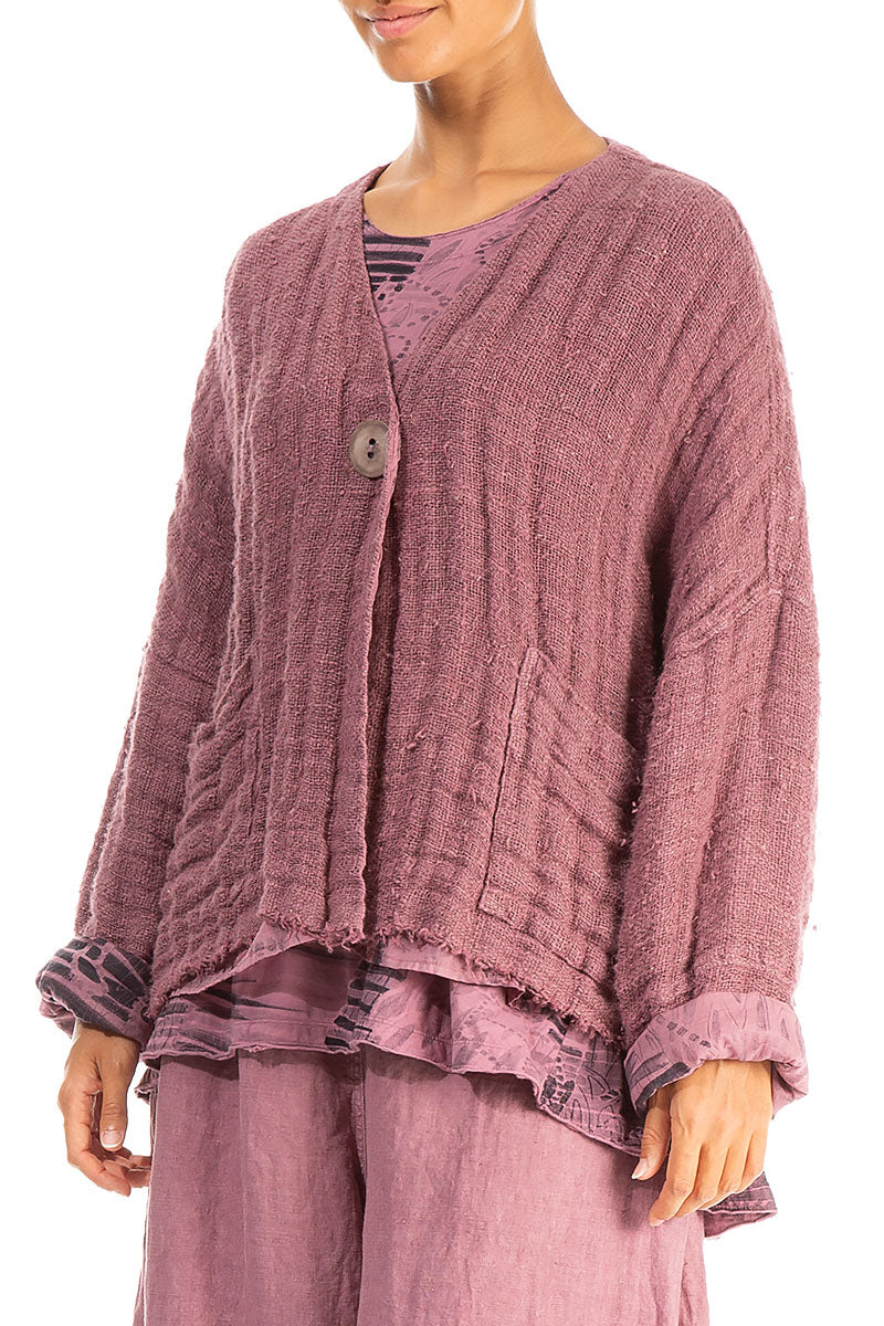 Mauve Taupe Lined Handwoven Linen Jacket 3