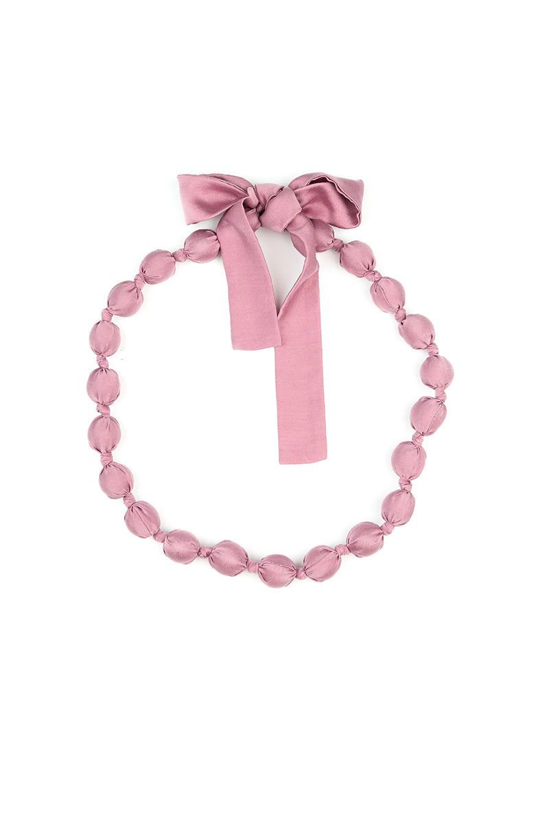 Mauve Taupe Silk Bead Necklace 6