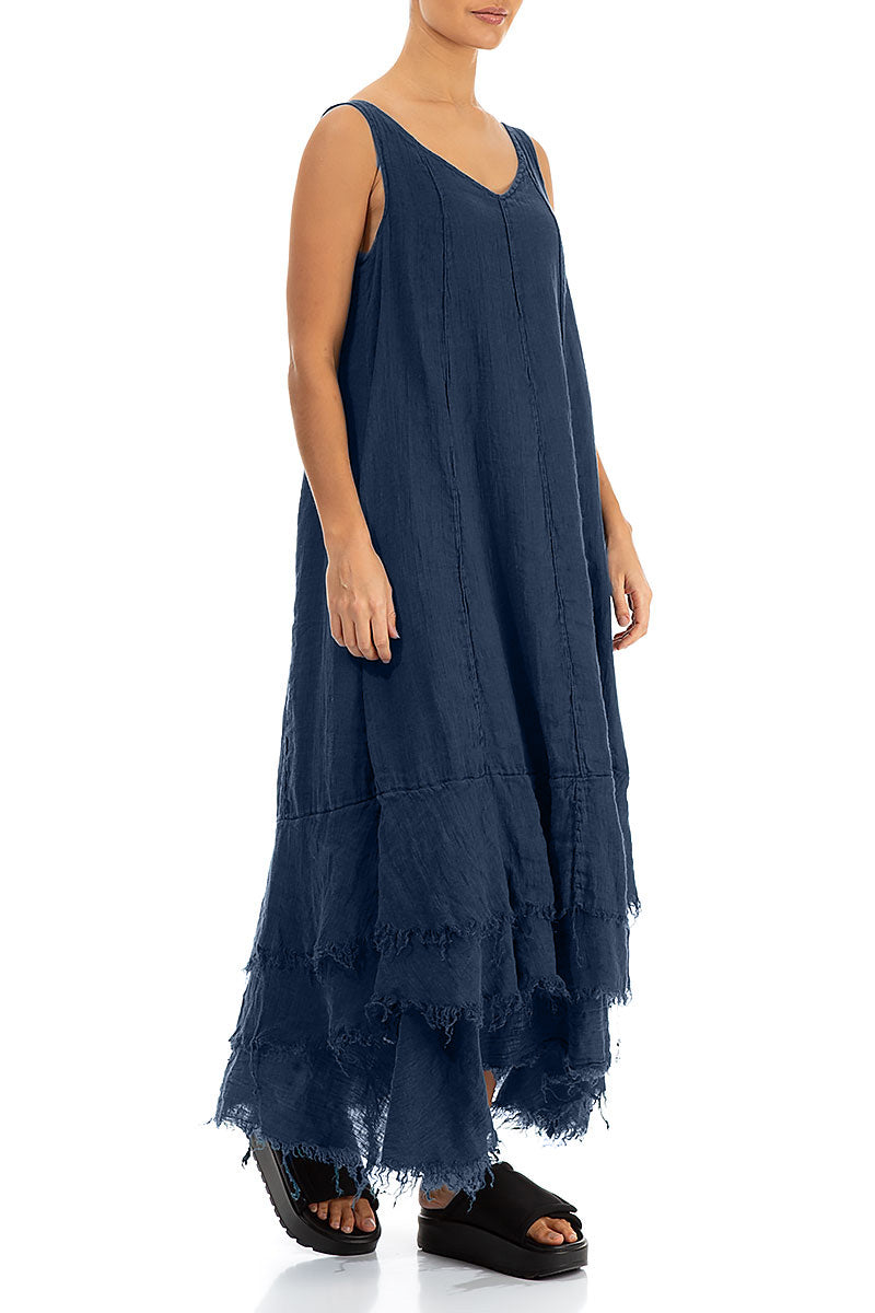 Maxi Royal Blue Gauze Linen Dress 3