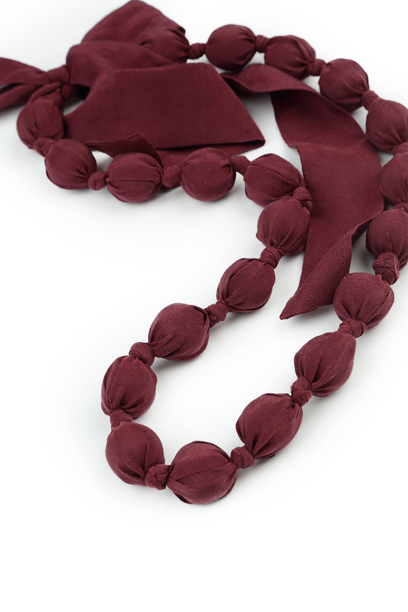Merlot Silk Bamboo Bead Necklace 4