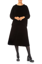 Midi Black Silk Velvet Skirt 4