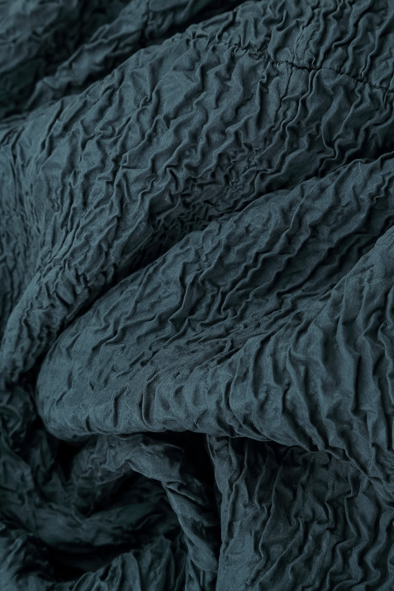 Midi Crinkled Navy Silk Dress 5