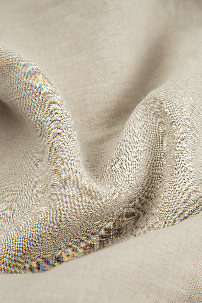 Midi V-Neck Natural Linen Dress