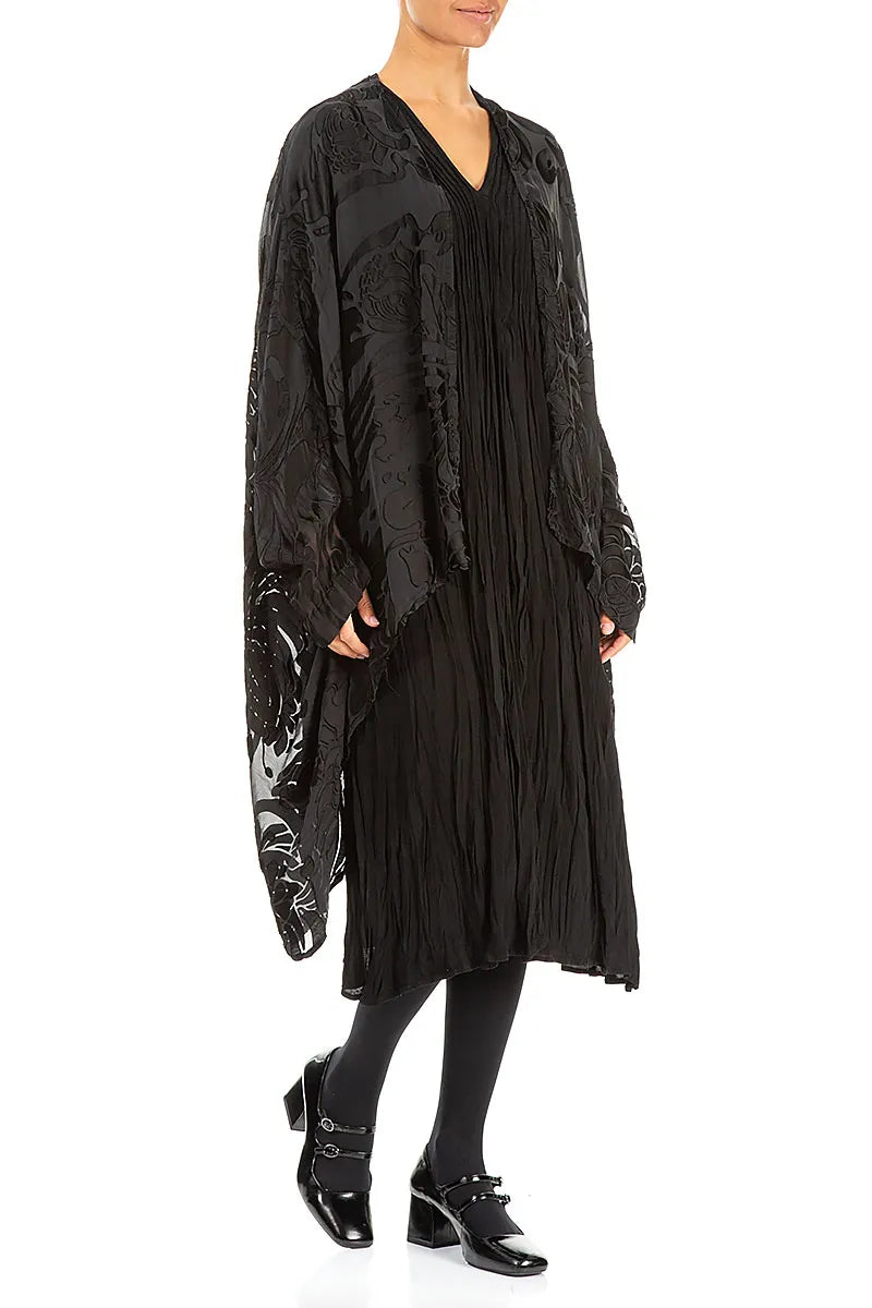 Midnight Bloom Devoré Black Silk Jacket