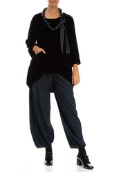 Midnight Blue Dotty Silk Bead Necklace 2