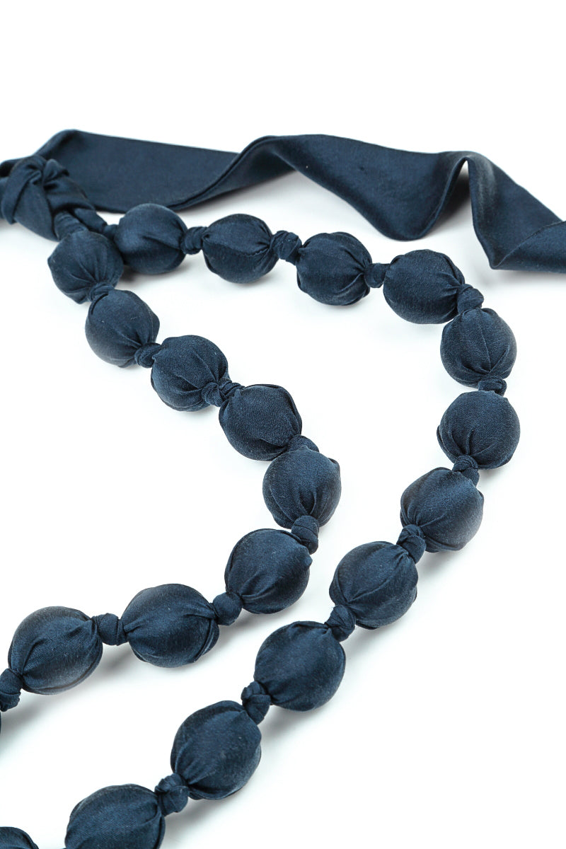 Midnight Blue Silk Bamboo Bead Necklace 6