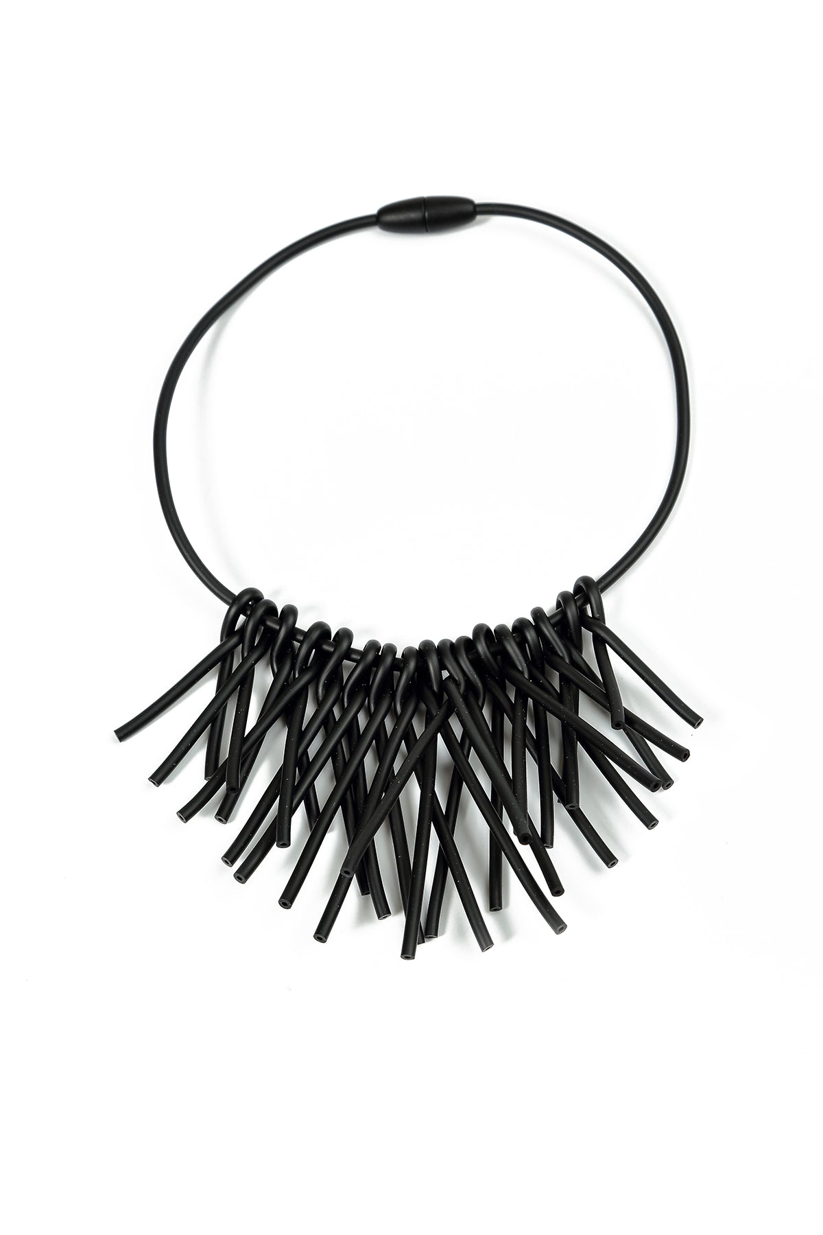 Midnight Cluster Black Rubber Necklace 3