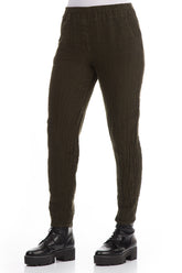 Narrow Khaki Mélange Linen Pants 3