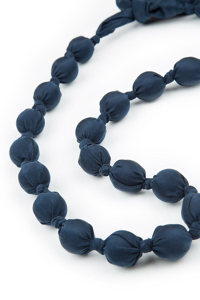 Navy Silk Bead Necklace 5