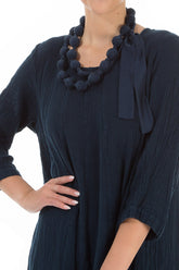 Navy Silk Bead Necklace 3