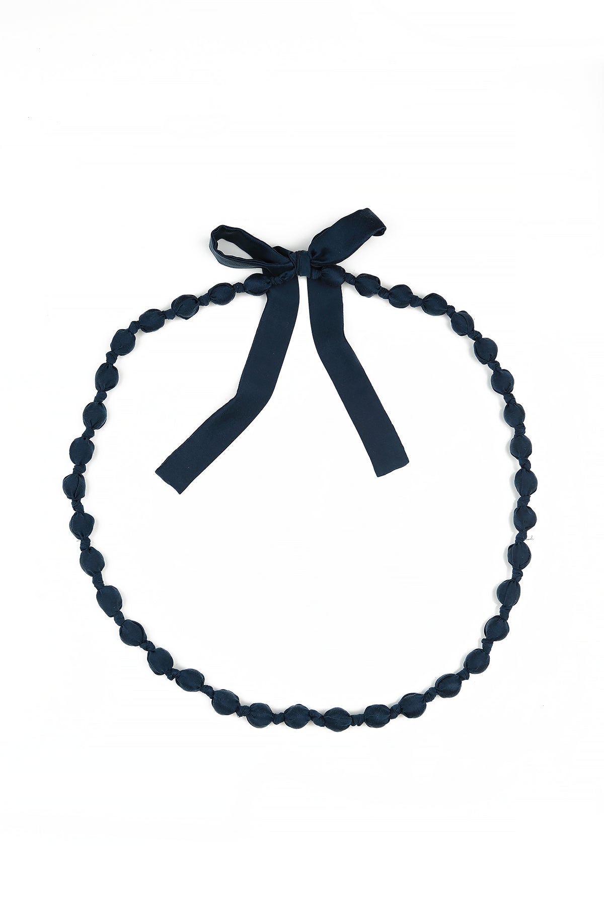 Navy Silk Fine Bead Necklace 4