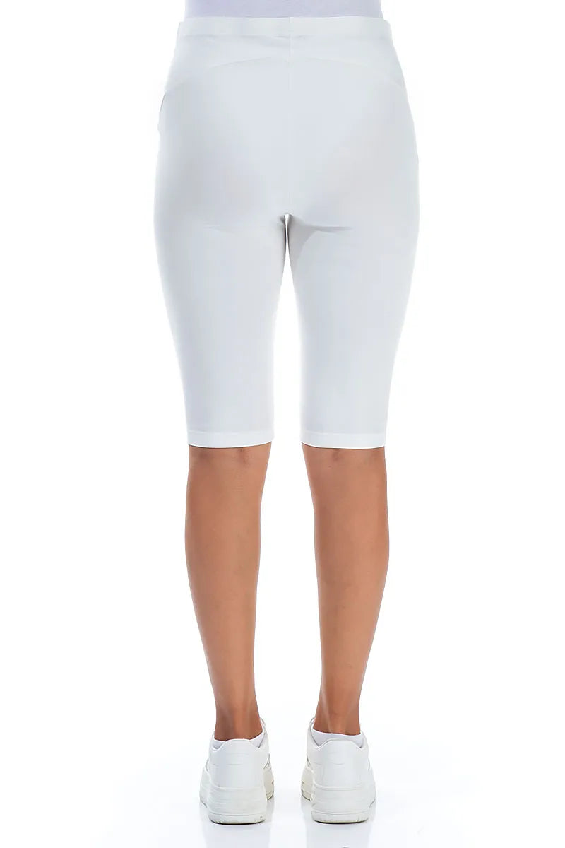 Off White Cotton Stretch Shorts