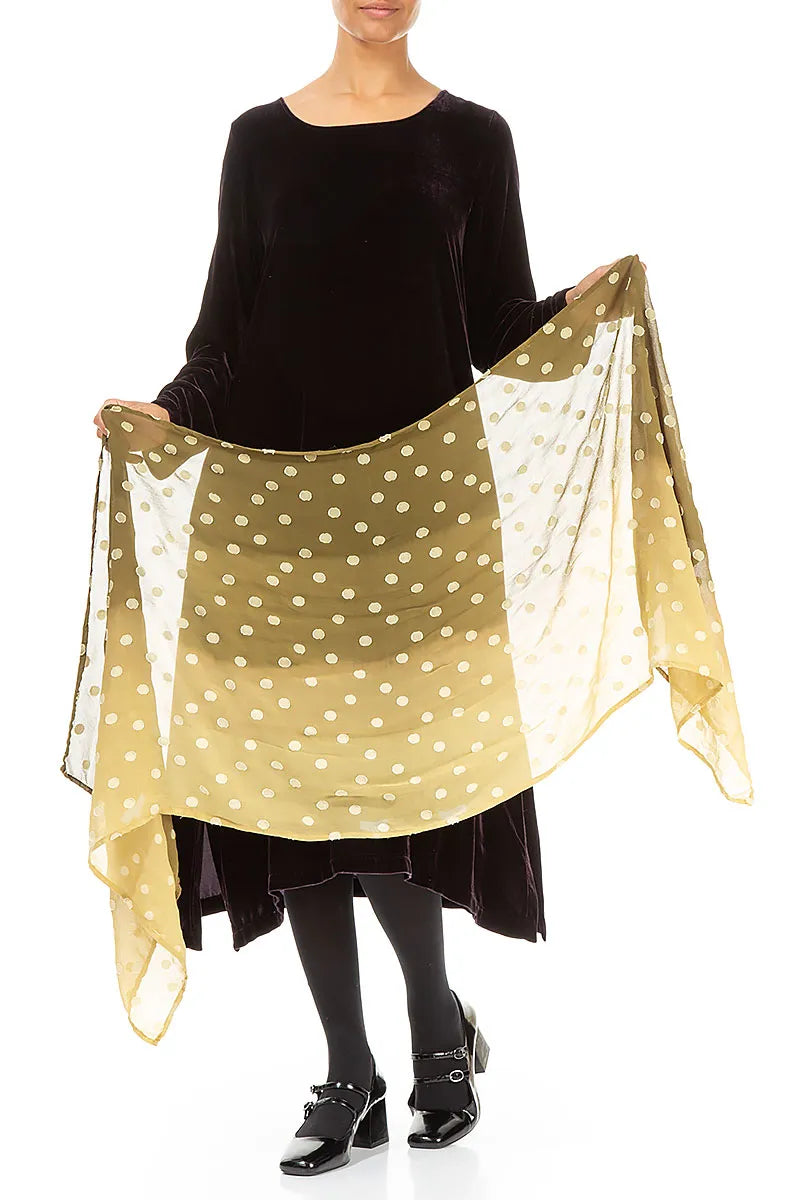 Olive Light Dotty Ombre Silk Scarf 4
