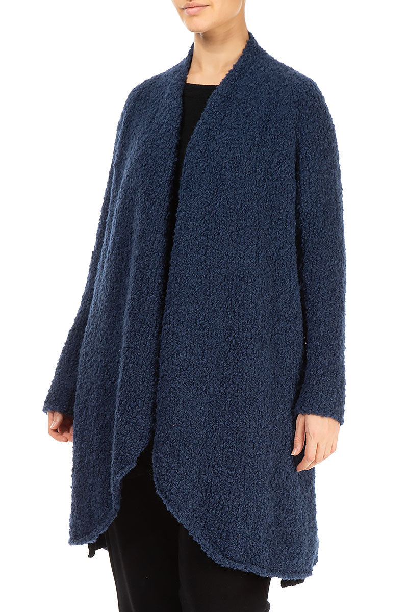 Open Blue Violet Alpaca Wool Coat Cardigan 3