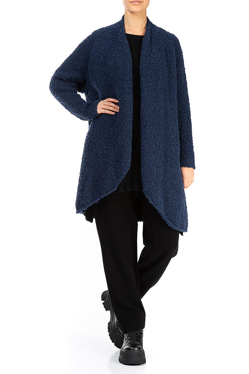 Open Blue Violet Alpaca Wool Coat Cardigan 4