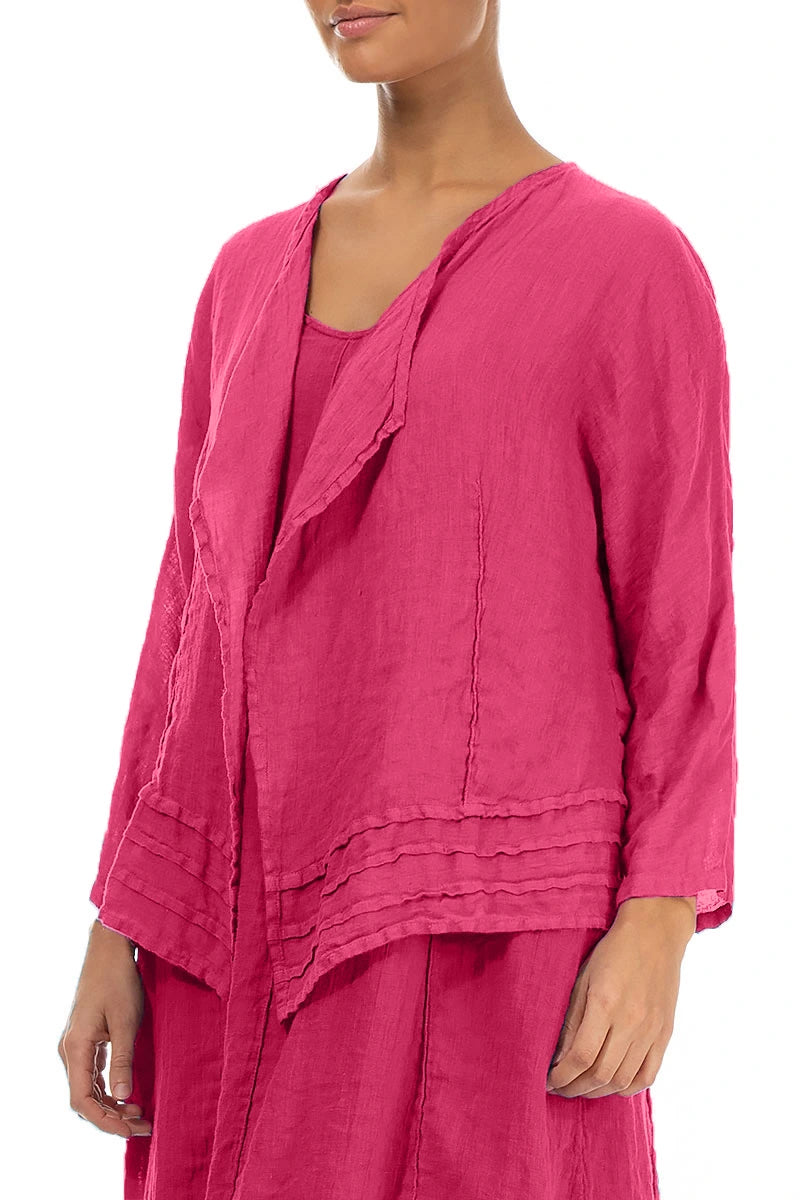 Veste en lin de gaze fuchsia ouverte