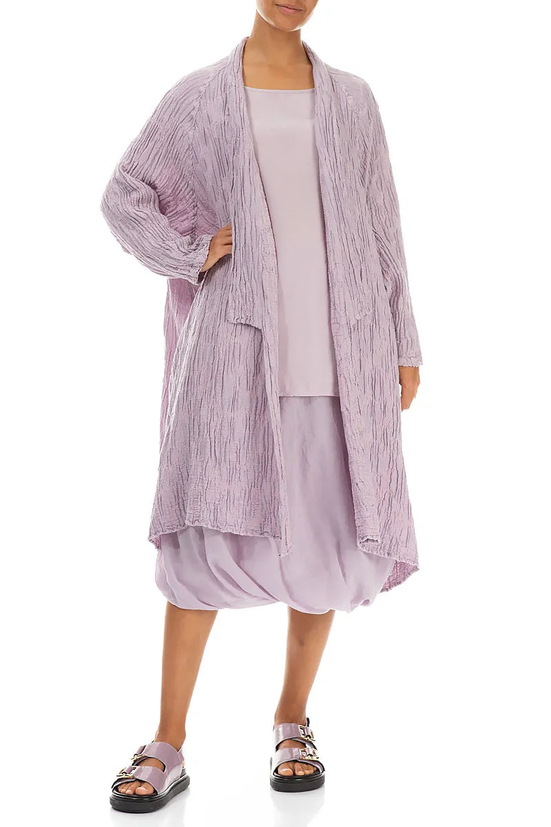 Open Lilac Circle Silk Linen Jacket 4