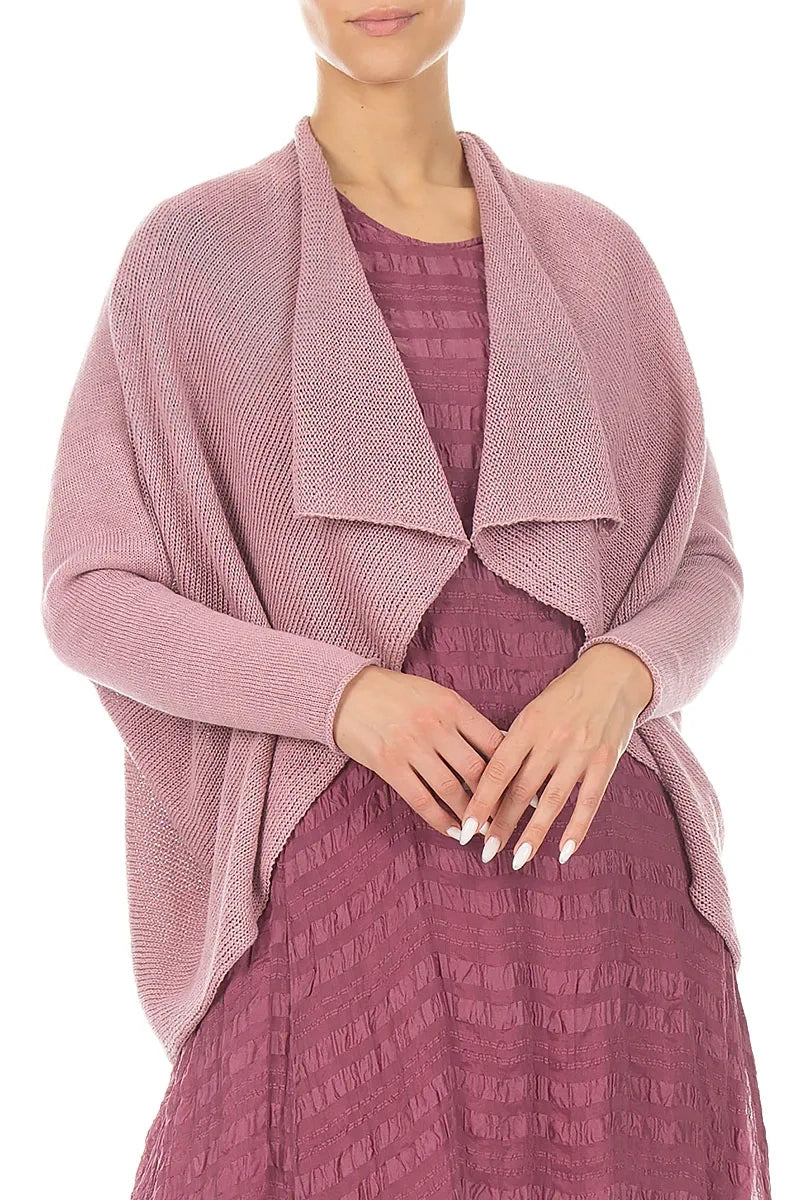 Open Longer Back Mauve Pink Linen Cardigan 3