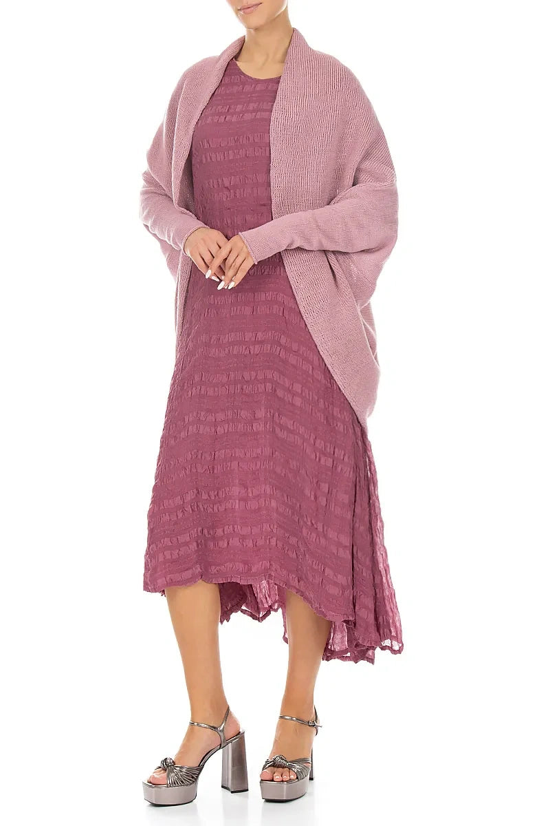 Open Longer Back Mauve Pink Linen Cardigan 4