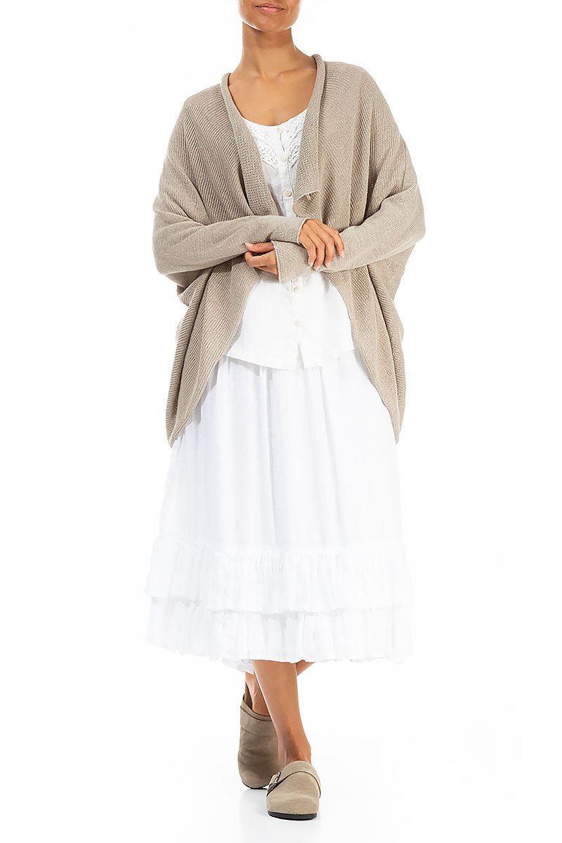 Open Longer Back Natural Linen Cardigan 4
