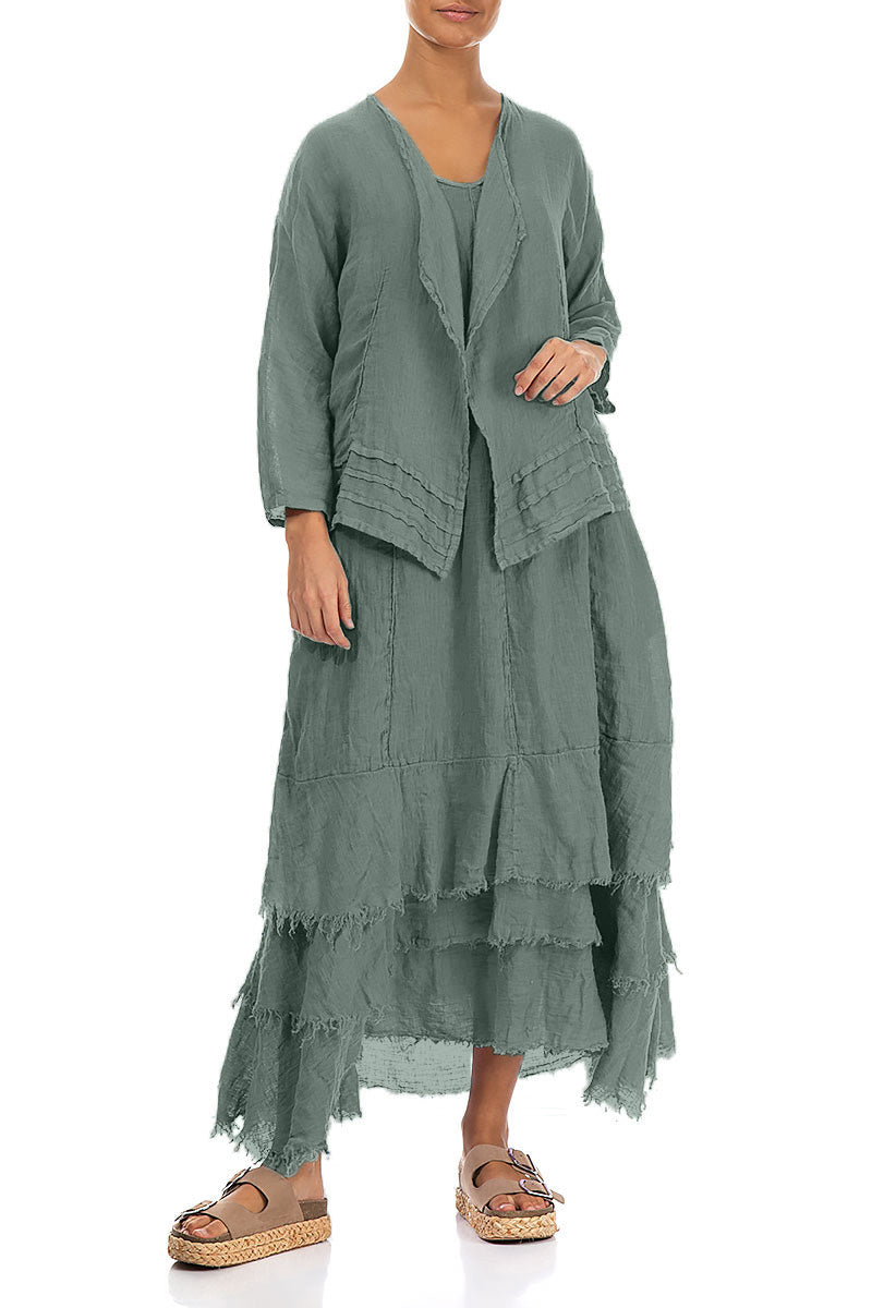 Veste en lin gaze de sauge ouverte