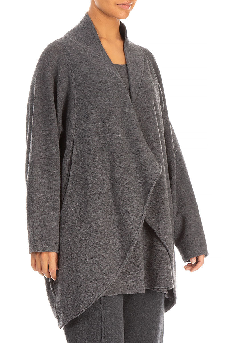 Open Type Grey Wool Jersey Jacket 3