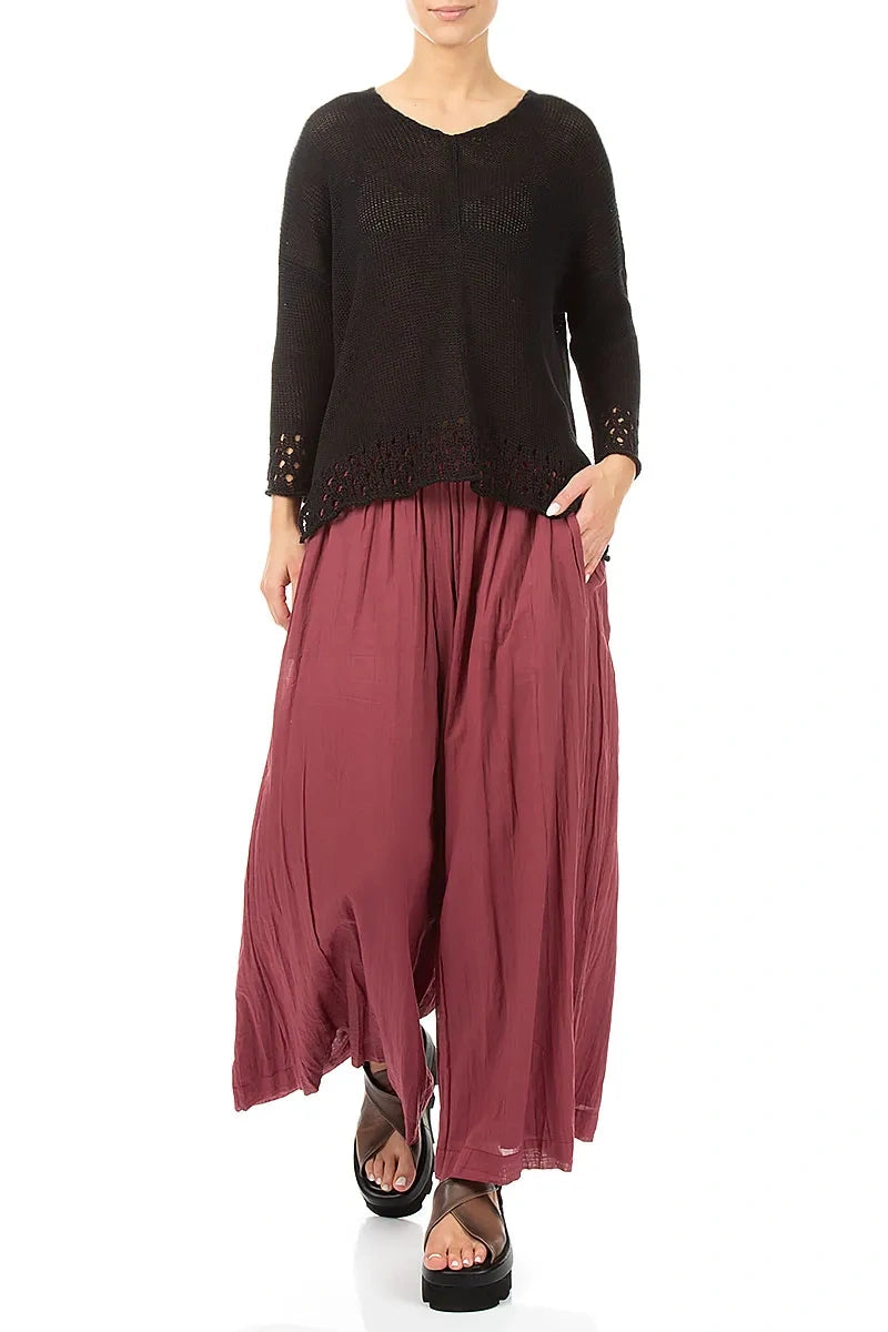 Openwork Hem Black Linen Jumper 4