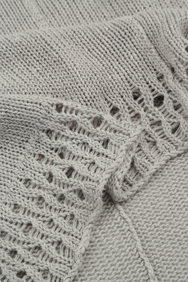 Openwork Hem Grey Linen Jumper 6