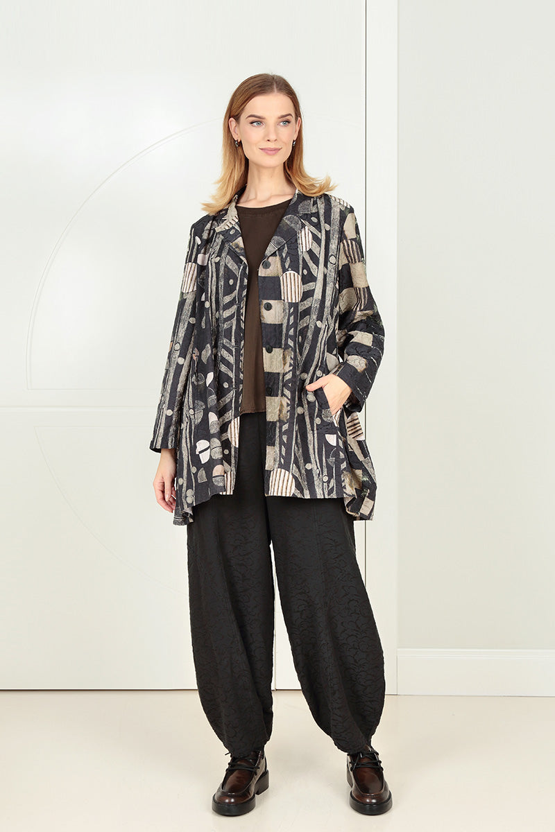 Ornamented Black Silk Cotton Trousers 6