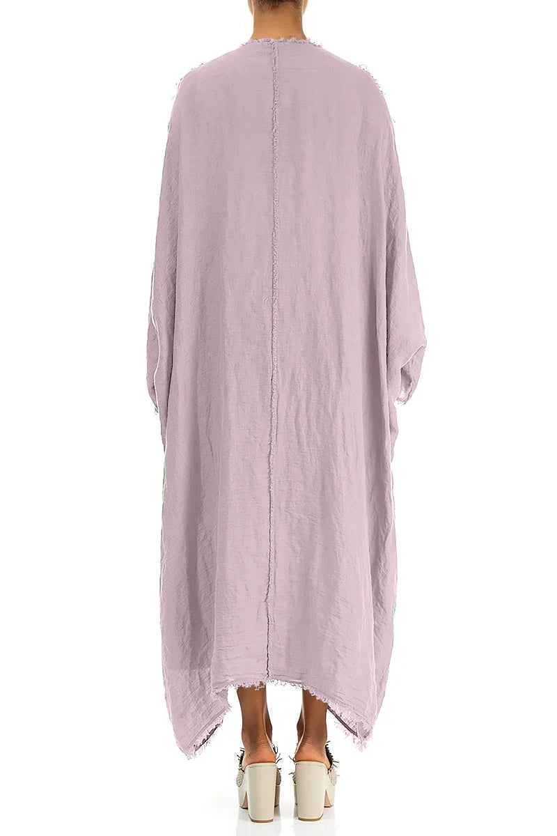 Veste ample en gaze de lin lilas à bords francs