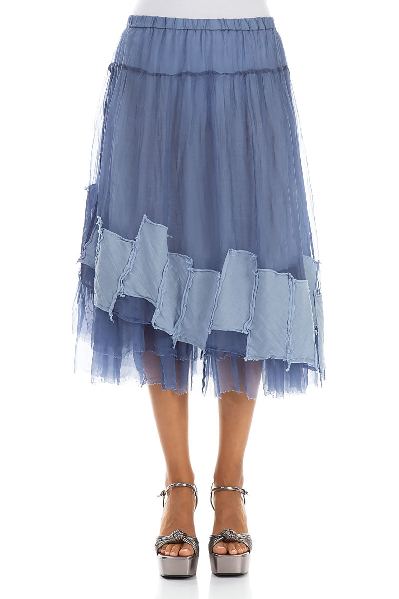 Patch Décor Blue Nova Silk Chiffon Skirt 2