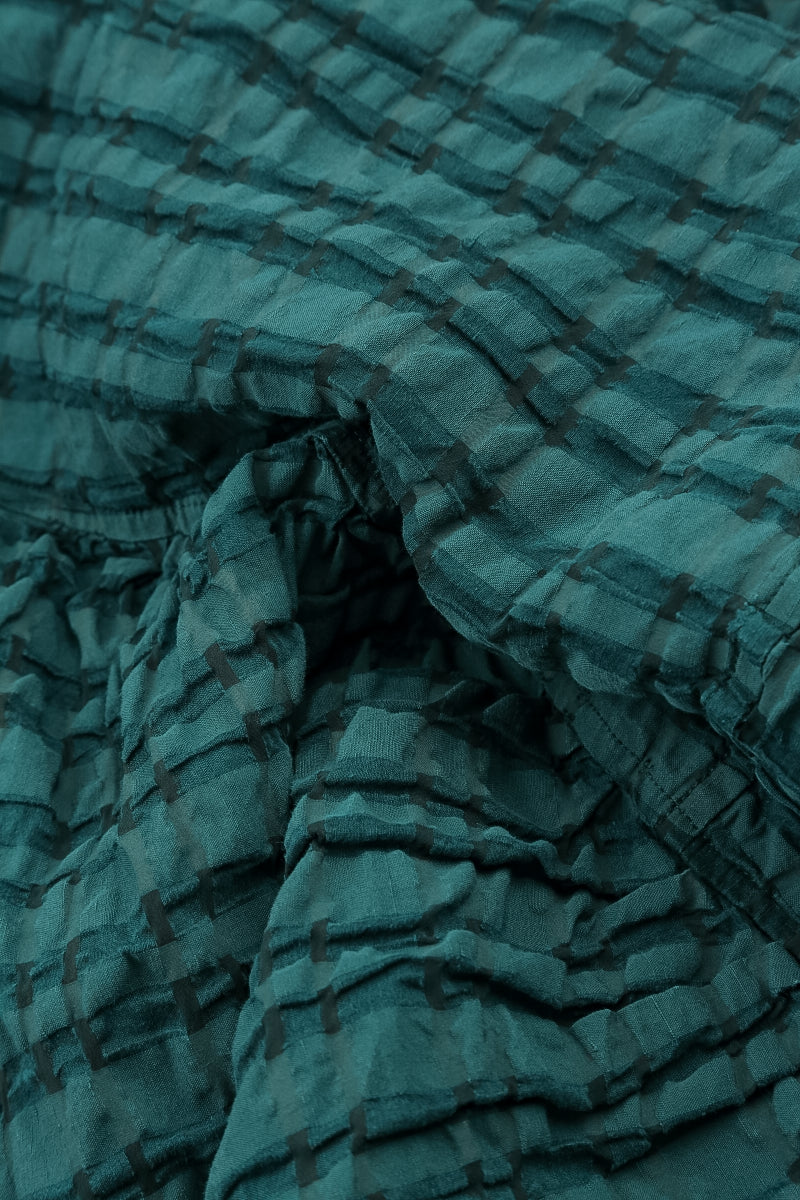 Robe chasuble en lin et coton à carreaux paon