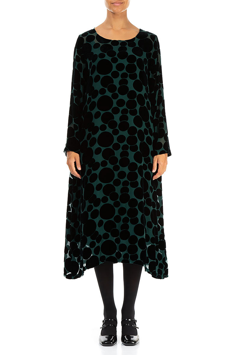 Peacock Devoré Bubbles Silk Velvet Dress
