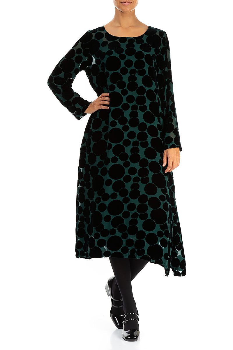 Peacock Devoré Bubbles Silk Velvet Dress