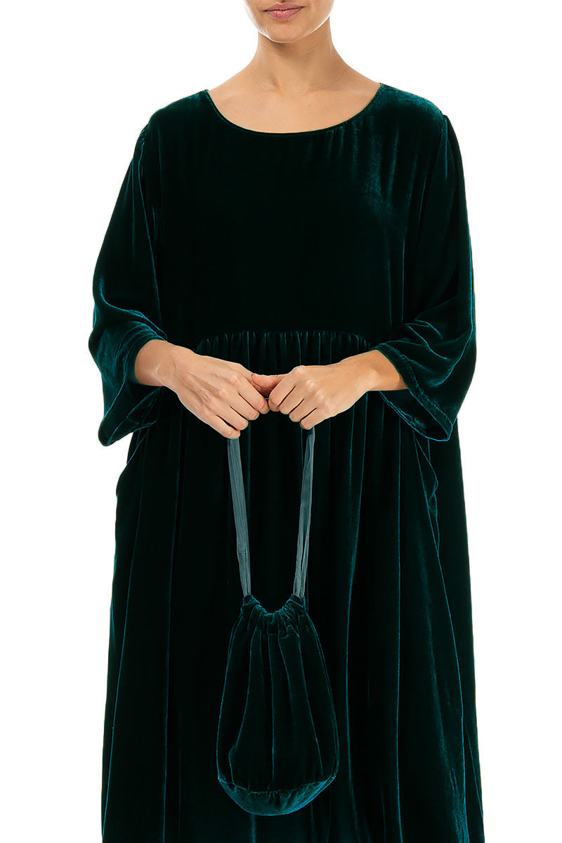 Sac à main de soirée en velours de soie à motif paon