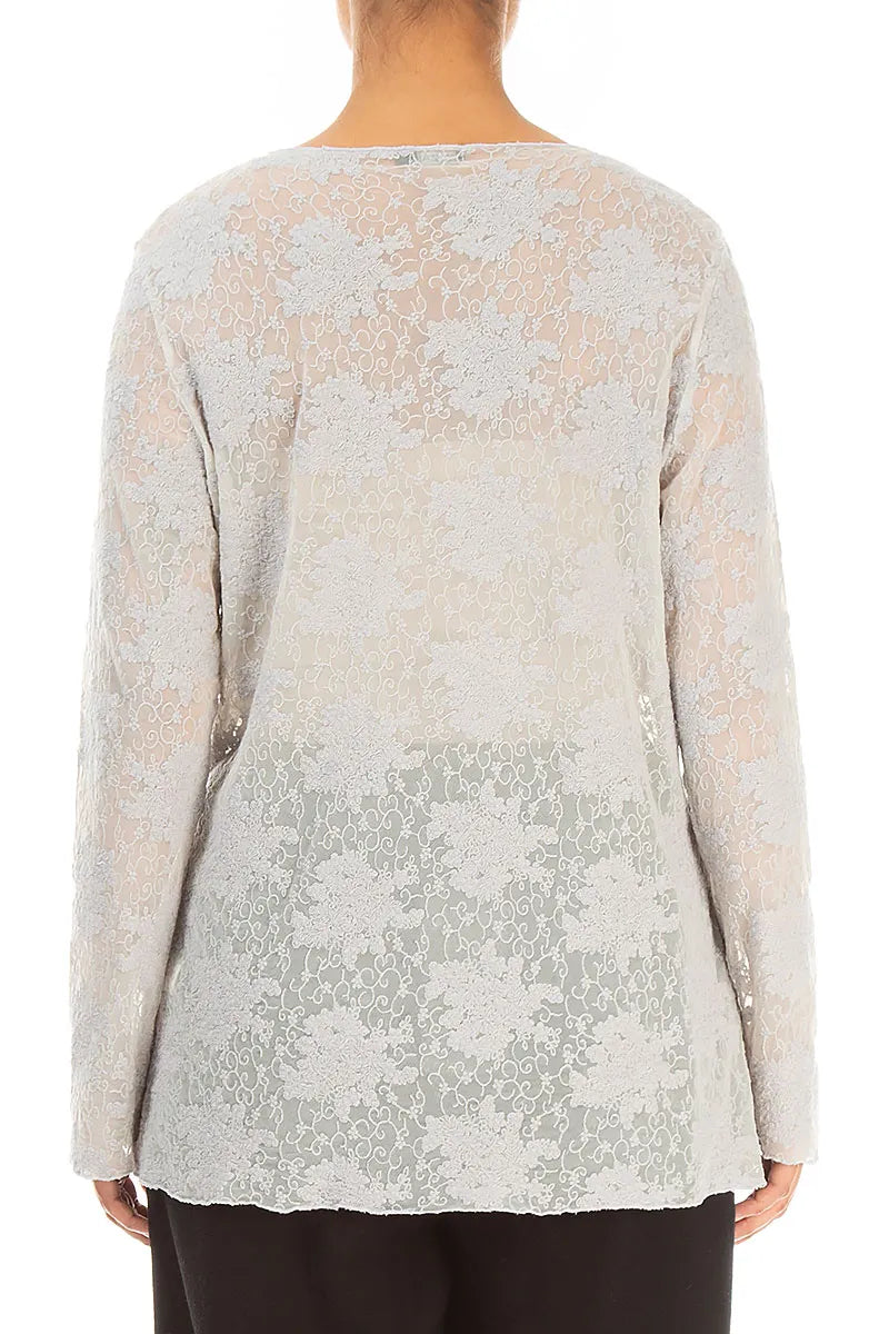 Blouse en dentelle de Coton florale Gris perle