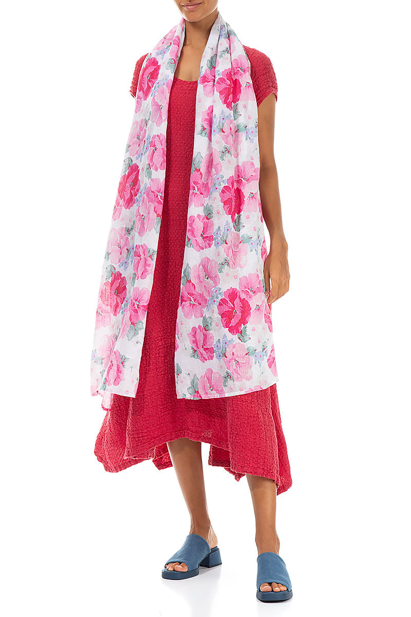 Peony Blossom Soft Gauze Linen Scarf 2