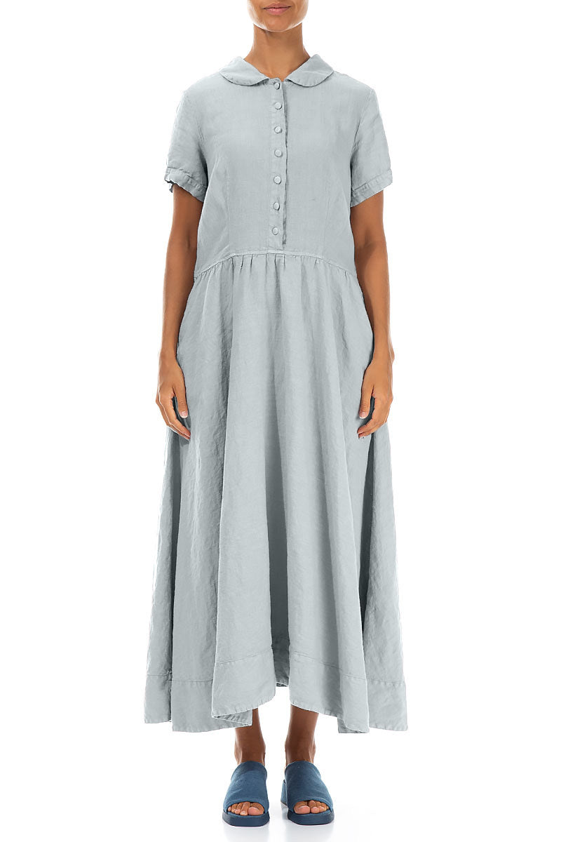 Peter Pan Collar Silver Grey Linen Dress 1